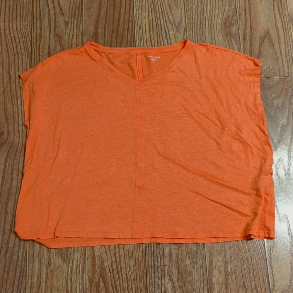 Eileen Fisher Orange Boxy Crop T-Shirt
